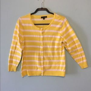 Yellow Sequin Striped Cardigan Sweater